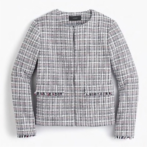 J. Crew Jackets & Blazers - J. CREW Navy Blue White Red Tweed Blazer Jacket Stripes Work Preppy 4 Business